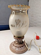 Soviet desk lamp frosted glass shade with gold-rimmed ruffled top
