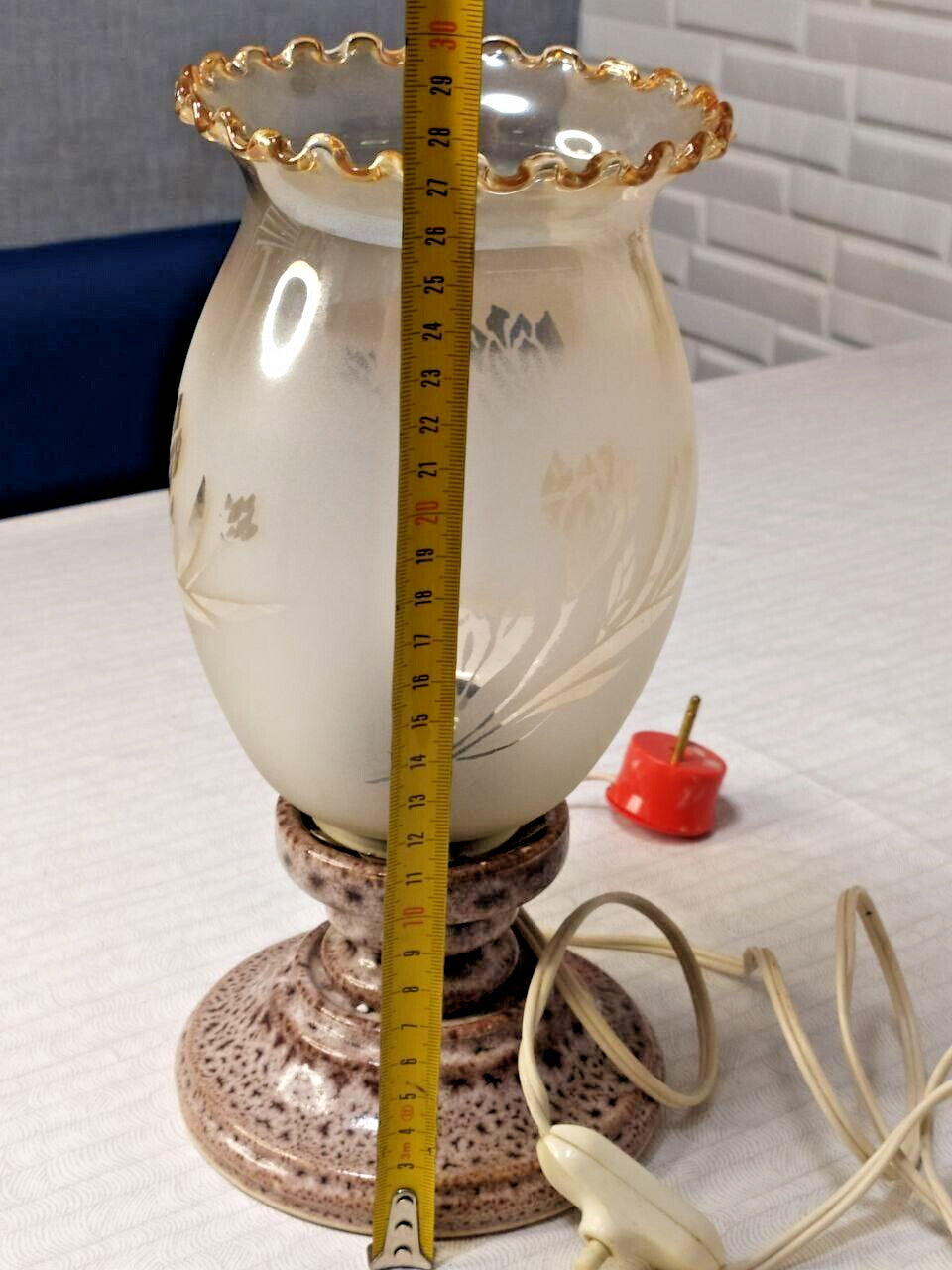 Speckled enamel-style metal base of the 1980s Soviet table lamp – detail 7