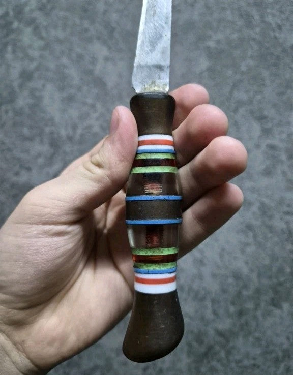 Decorative knife from the USSR with colorful inlaid handle