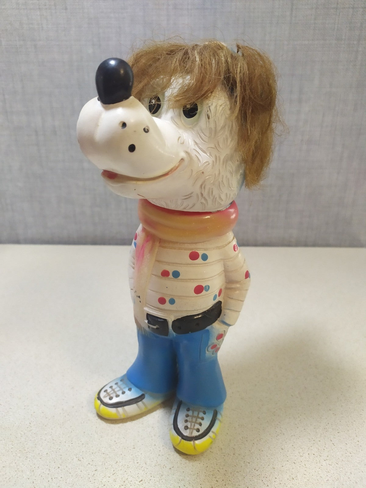 Soviet toys cartoon Wolf in striped sweater and blue flared pants – detail 6
