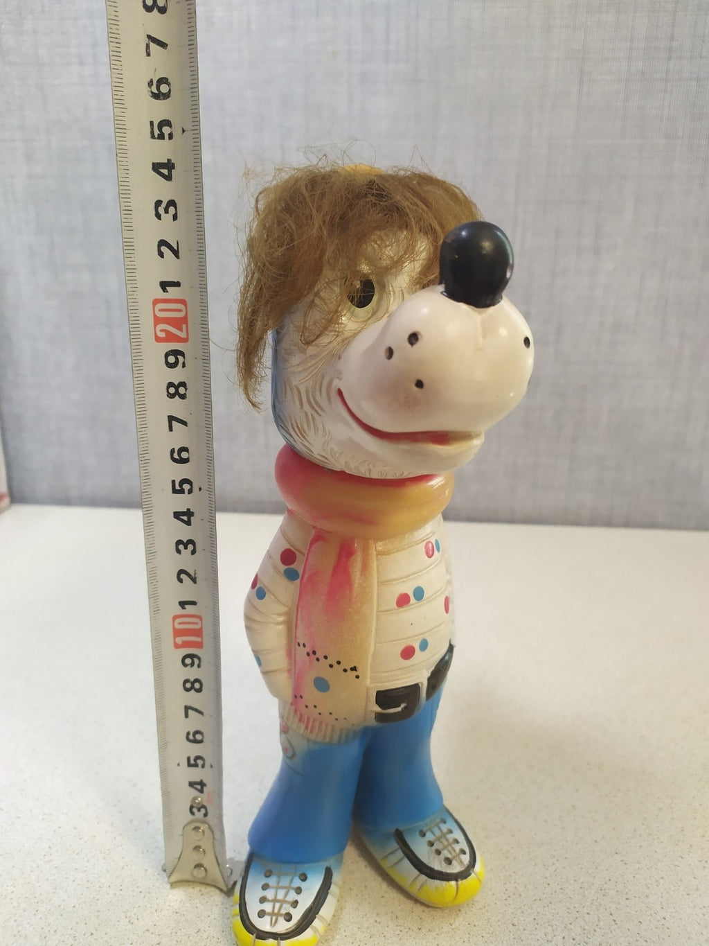 Soviet toys cartoon Wolf in striped sweater and blue flared pants – detail 9