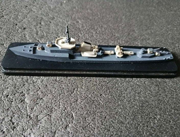Soviet destroyer miniature on a black plastic base
