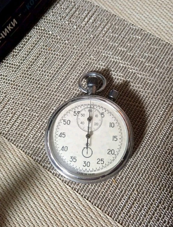 Vintage Soviet stopwatch Agat, analog dial, front view