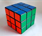 Close-up of the aged colored stickers on the made in USSR cube