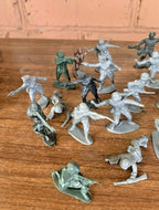 Old Soviet toys plastic army men close-up