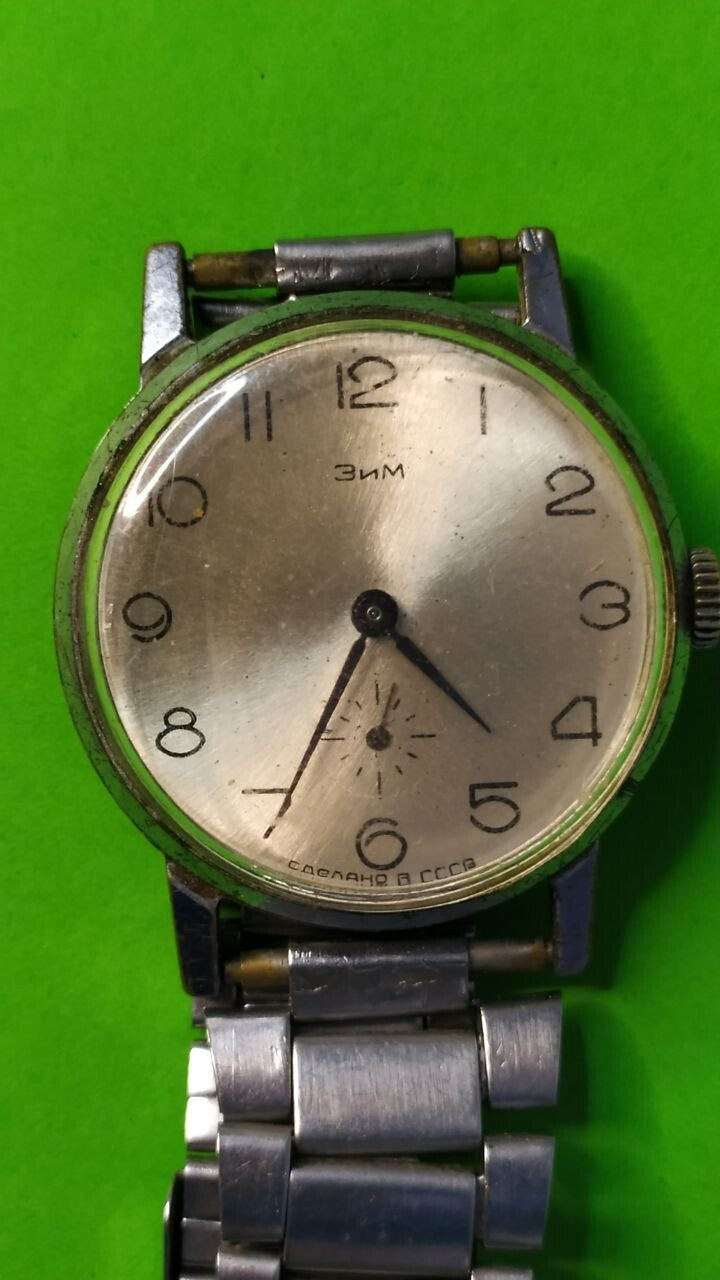Vintage Soviet watch ZIM Pobeda with champagne dial and sub-second dial at 6