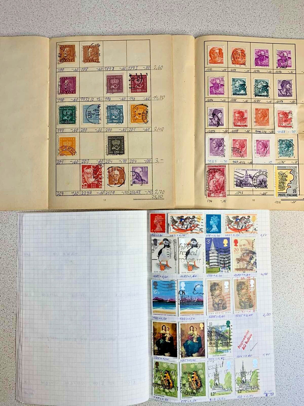 European stamps lot with handwritten collector notes and catalog values – detail 13