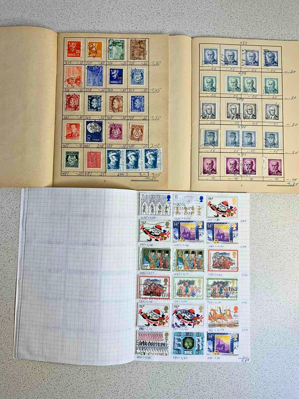 European stamps lot with handwritten collector notes and catalog values – detail 16