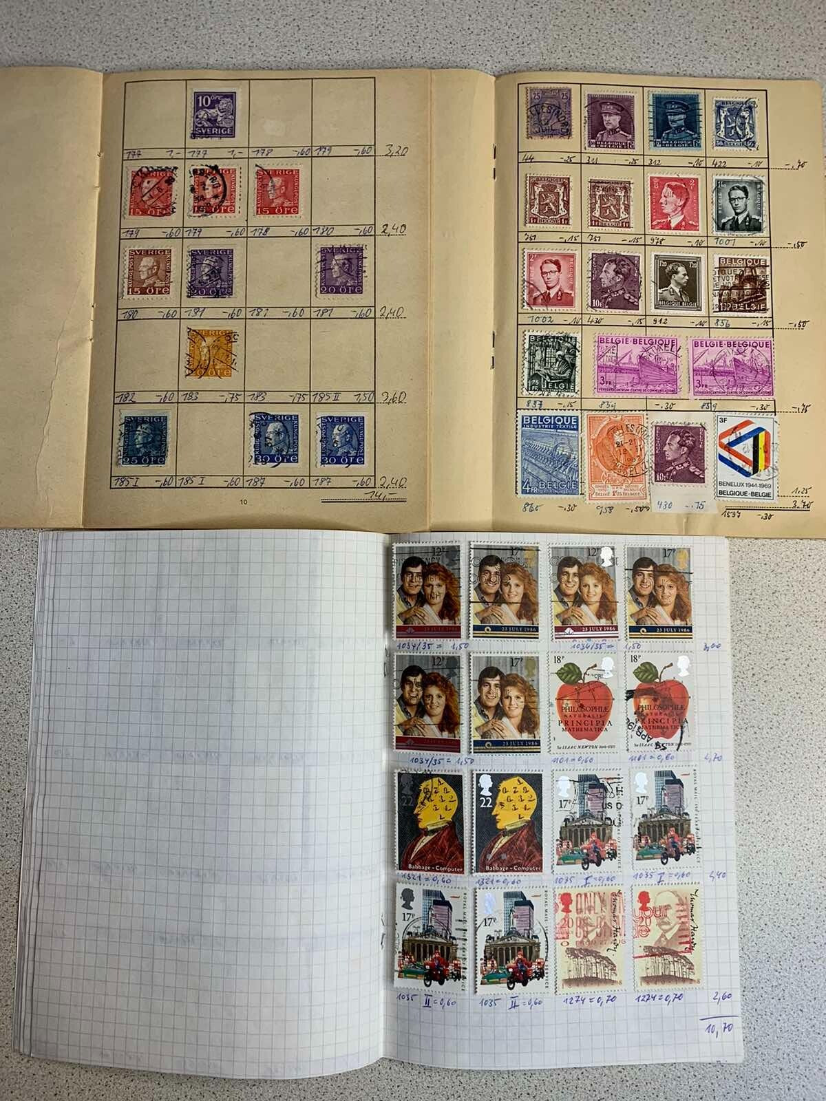 Great Britain Machin and Christmas stamps in a vintage stockbook