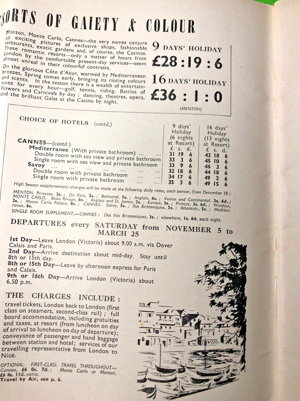 Thomas Cook brochure cover with 1940s beach scene illustration – detail 11