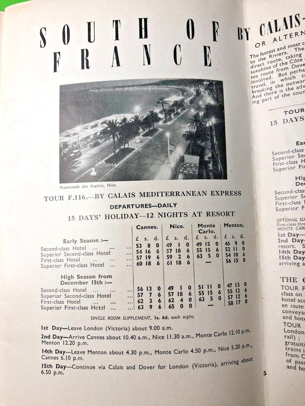 Winter Sunshine booklet interior pages with itineraries and hotel ads – detail 12