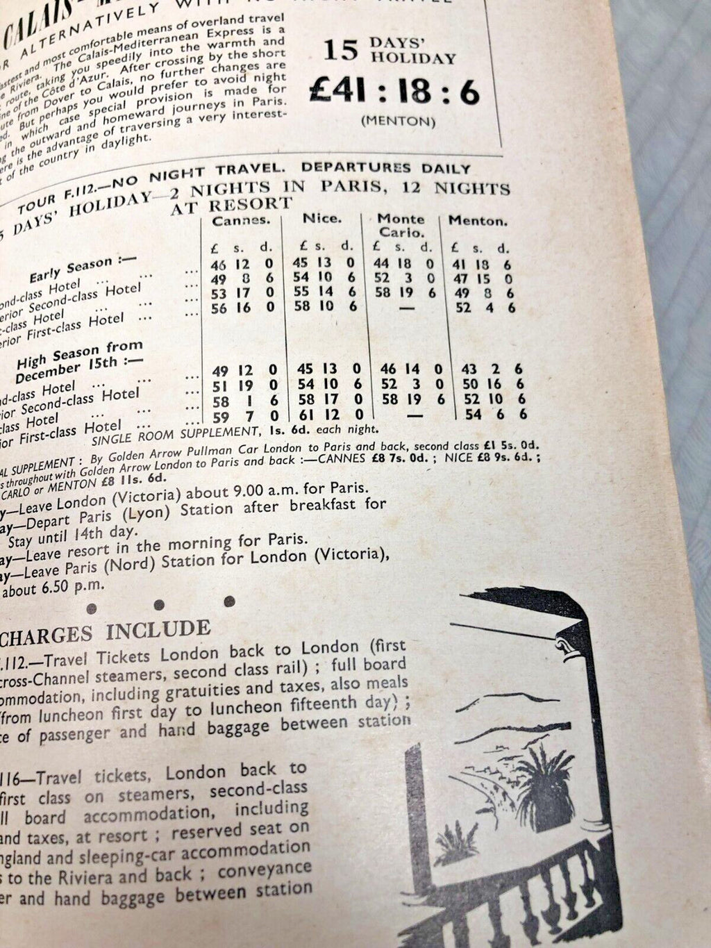 Thomas Cook brochure cover with 1940s beach scene illustration – detail 17