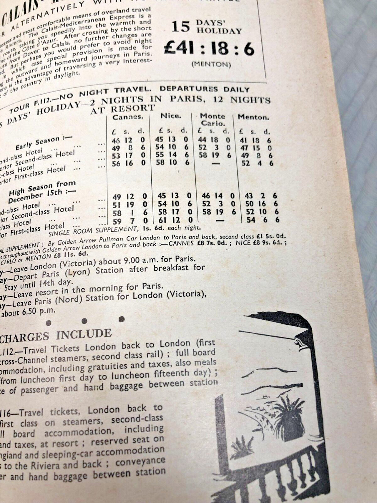 Thomas Cook brochure cover with 1940s beach scene illustration – detail 17