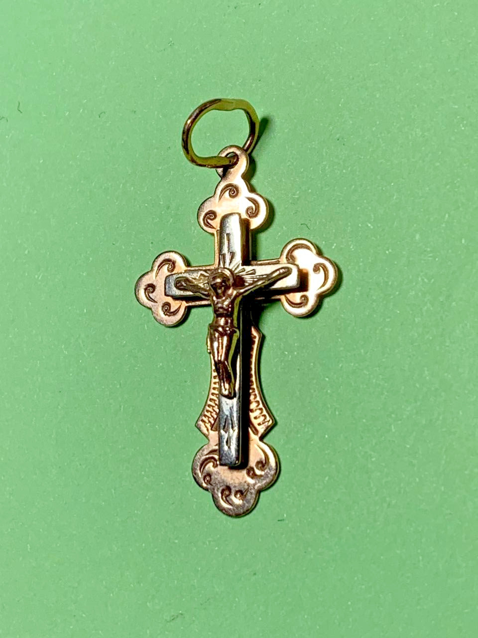 Back of the vintage gold cross