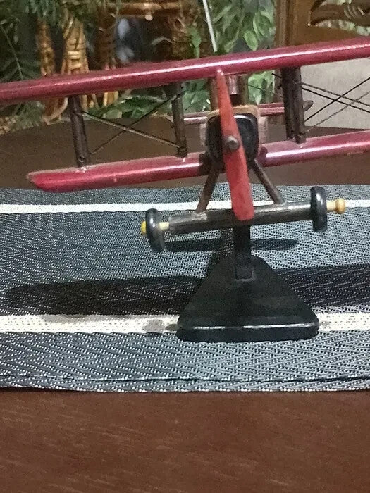 Wooden aircraft desk model side view, propeller missing