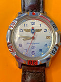 Vostok Komandirskie mechanical watch with white and blue gradient Air Force dial