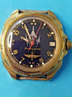 Vostok Komandirskie black dial with three fighter jets and red seconds hand
