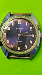 Vostok watch 17 jewels with blue-purple dial and white Arabic numerals, USSR