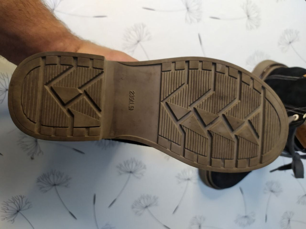 Close-up of the leather upper on women's leather boots