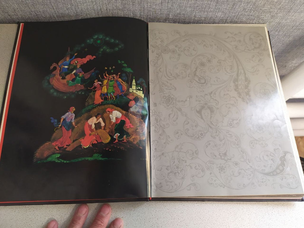 Gagarin memorabilia book with Palekh miniature illustration of the flight – detail 5