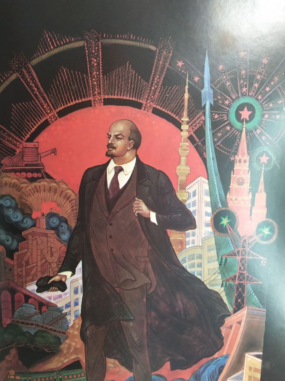 Palekh miniature art book spread from the life of Yuri Gagarin – detail 7