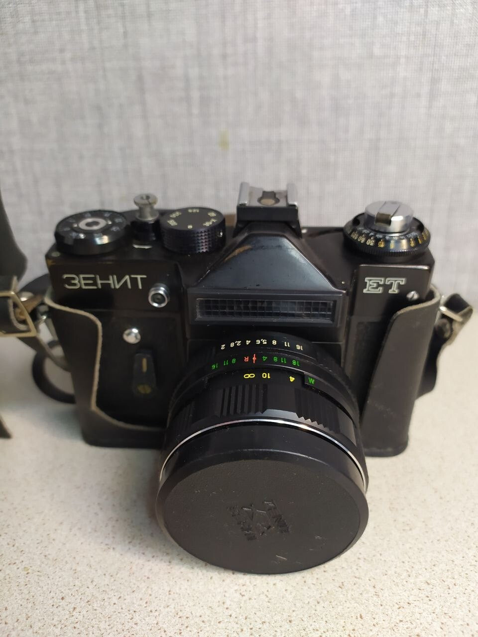 Zenit ET black Soviet 35mm SLR camera with Helios 44M-4 58mm f/2 lens