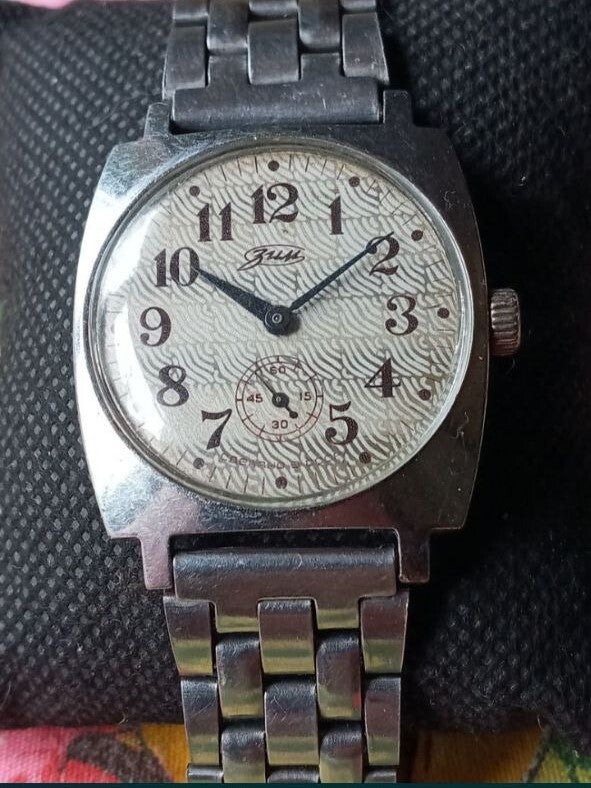 ZIM Soviet watch with wavy textured dial and seconds subdial