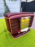 Zvezda-54 Soviet tube radio with reddish-brown body and star logo